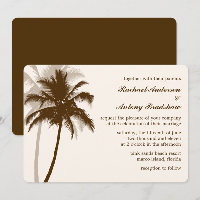 Palm Trees Destination Wedding Invitation (Front/Back)
