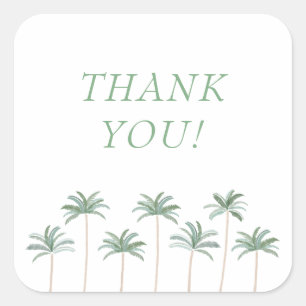 Palm Trees Elegant Thank You Sticker