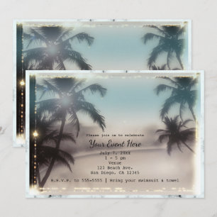 Palm Trees Elegant Tropical Beach Invitations