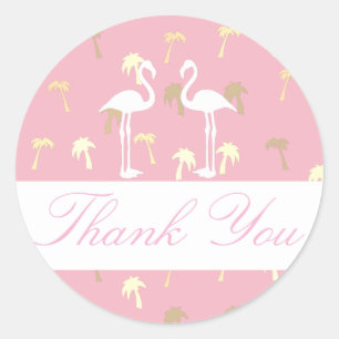 Palm Trees Flamingo Thank You Wedding Sticker