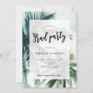 palm trees graduation party invitation