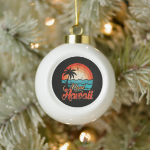 Palm Trees Hawaiian Beach Ceramic Ball Christmas Ornament