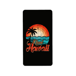 Palm Trees Hawaiian Beach Label