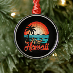 Palm Trees Hawaiian Beach Metal Ornament