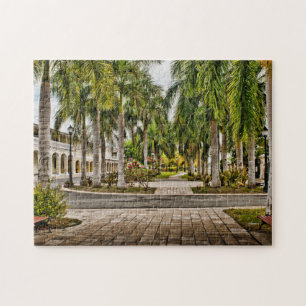 Palm Trees Historic Frederiksted US Virgin Islands Jigsaw Puzzle