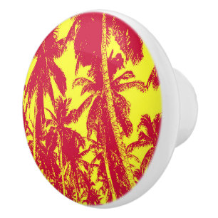 Palm Trees in a Posterised Design Ceramic Knob