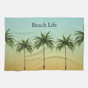 Palm Trees in a Row, beach life               Kitchen Towel