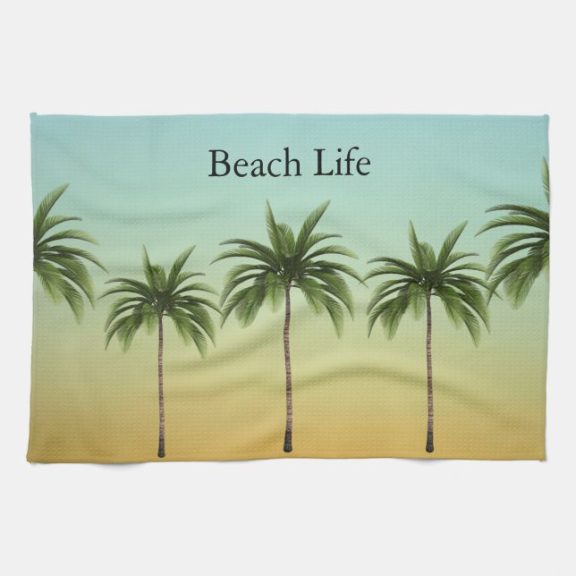 Palm Trees in a Row, beach life               Kitchen Towel (Horizontal)
