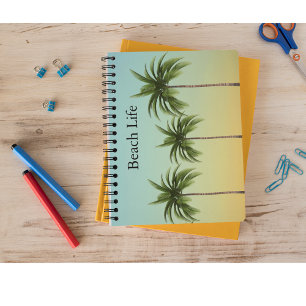 Palm Trees in a Row, beach life Notebook