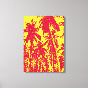 Palm Trees in Red and Yellow Canvas Print