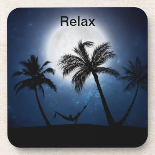 Palm trees in the moonlight coaster