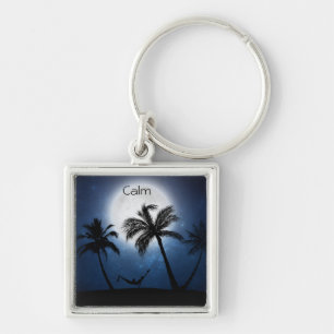 Palm trees in the moonlight keychain