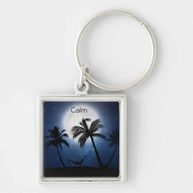 Palm trees in the moonlight keychain (Front)