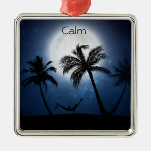 Palm trees in the moonlight metal ornament