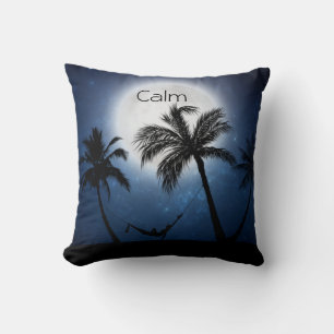 Palm trees in the moonlight throw pillow