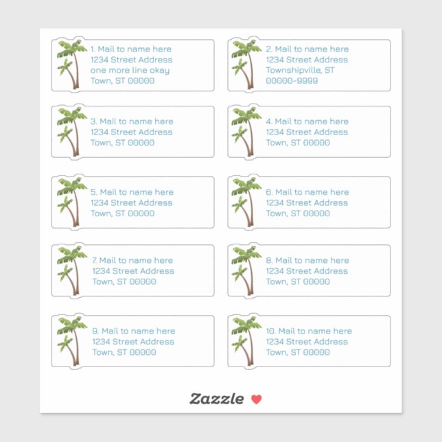 Palm Trees Individual Address Mailing Labels (Sheet)