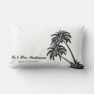 Palm Trees Love Tropical Wedding Personalized Lumbar Pillow
