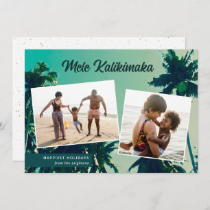 Palm Trees Mele Kalikimaka Two Photo    Holiday Card