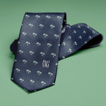 Palm Trees Monogrammed Navy Blue Tie<br><div class="desc">Palm trees on a navy blue background. Personalize with a monogram to make the perfect one of a kind gift.

Looking for a different colour? No problem! Simply click the "Customize" button and select the background colour of your choice.</div>