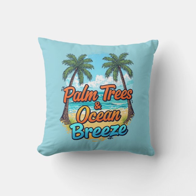 Palm Trees & Ocean Breeze – Throw Pillow  (Front)