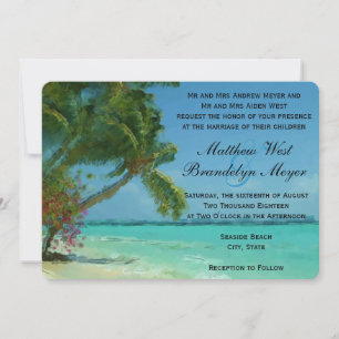 Palm Trees Ocean Destination Wedding Invitations