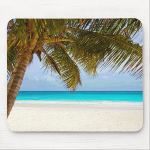 Palm Trees on Beach Blue Sea & Sky Mouse Pad