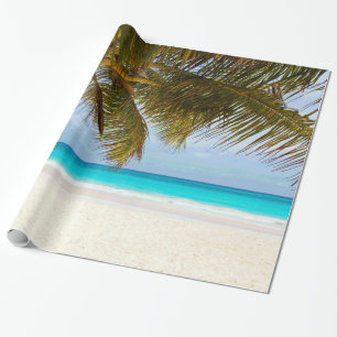 Palm Trees on Beach Blue Sea & Sky Wrapping Paper