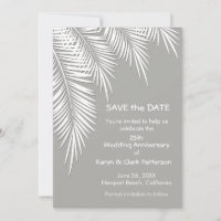 Palm Trees on Silver SAVE THE DATE Cards