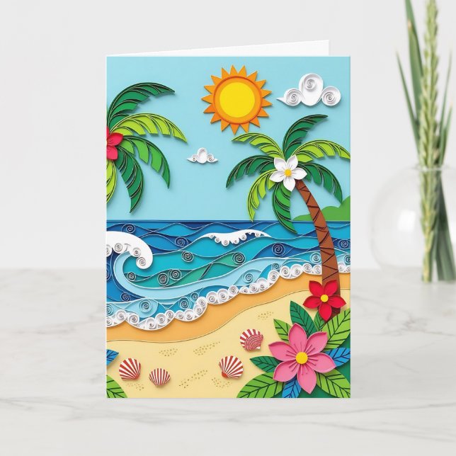 Palm Trees on the Beach | Birthday Card (Front)