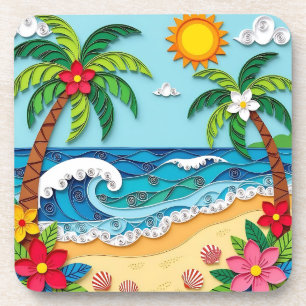 Palm Trees on the Beach  Coaster