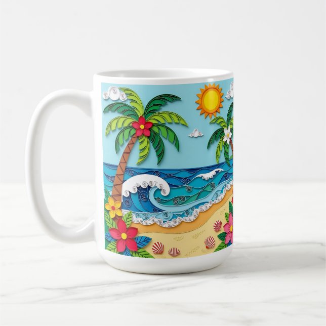 Palm Trees on the Beach  Coffee Mug (Left)