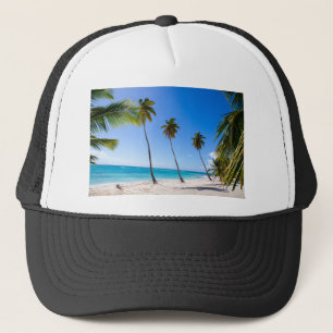 Palm trees on the beach of Isla Saona Trucker Hat