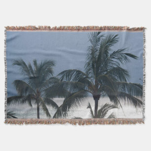 Palm Trees On The Beach Throw Blanket
