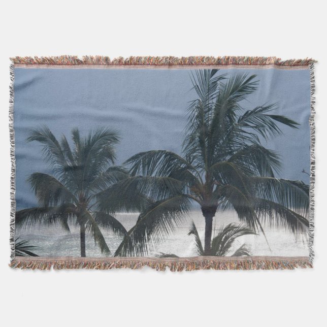Palm Trees On The Beach Throw Blanket (Front)
