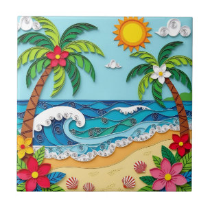 Palm Trees on the Beach Tile