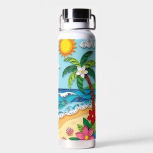 Palm Trees on the Beach  Water Bottle