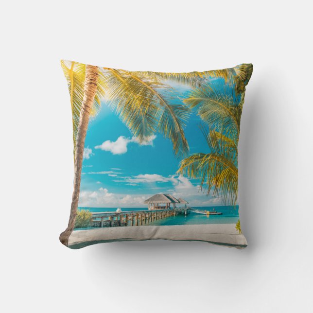 Palm Trees on the Sunset Throw Pillow (Front)