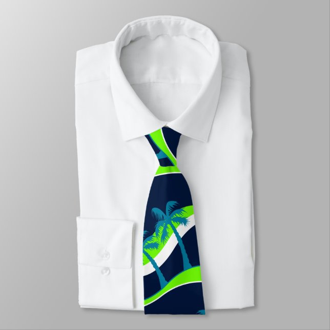Palm trees on waves tie (Tied)