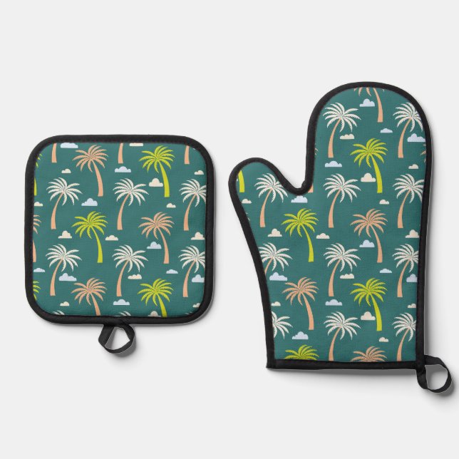 Palm Trees Oven Mitt & Pot Holder Set (Front)