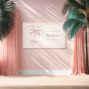 Palm Trees   Pacifiers Coastal Baby Shower Welcome Banner
