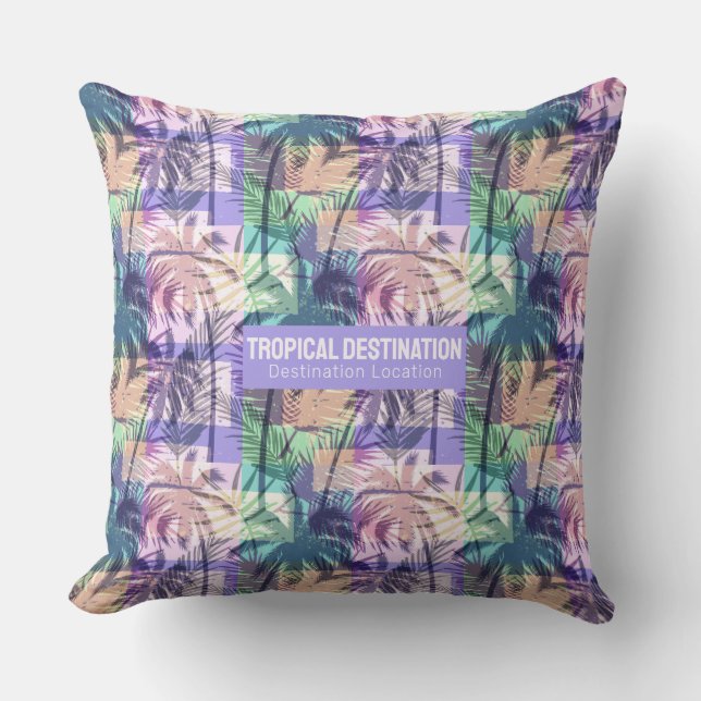 Palm Trees Pattern custom text Throw Pillow (Front)