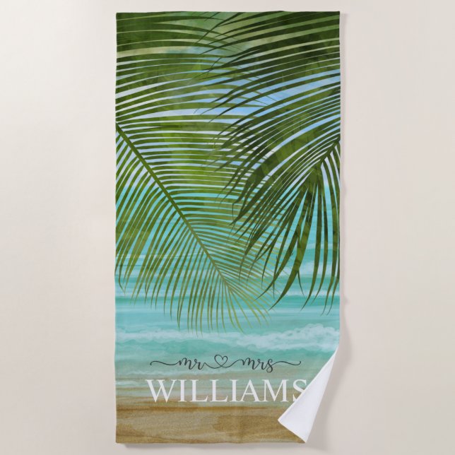 Palm Trees Personalized Beach Towel (Front)