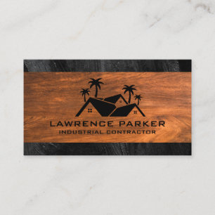 Palm Trees Residential Logo Contractor Business Card