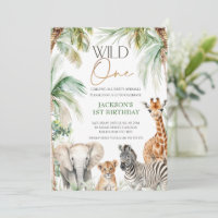 Palm Trees Safari Animals Wild One 1st Birthday