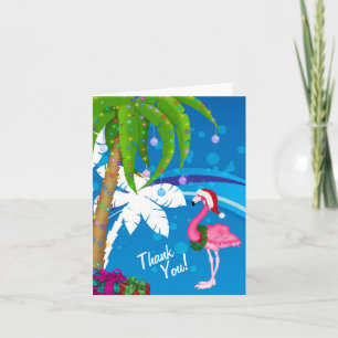 Palm Trees Santa Flamingo Holiday Beach Thank You