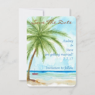Palm Trees Save The Date Card