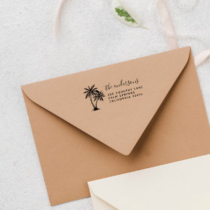 Palm Trees   Script Family Name & Return Address Self-inking Stamp