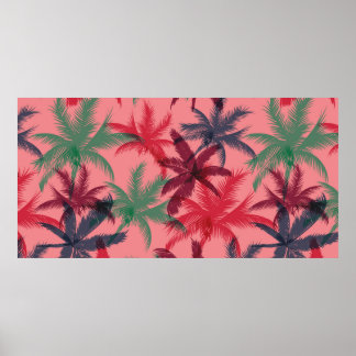 Palm trees seamless pattern poster