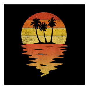 Palm trees shirt retro sunset 70s vintage Palm tre Poster