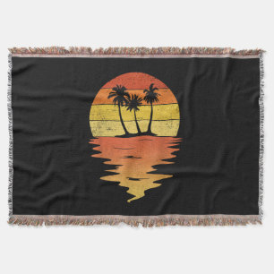 Palm trees shirt retro sunset 70s vintage Palm tre Throw Blanket